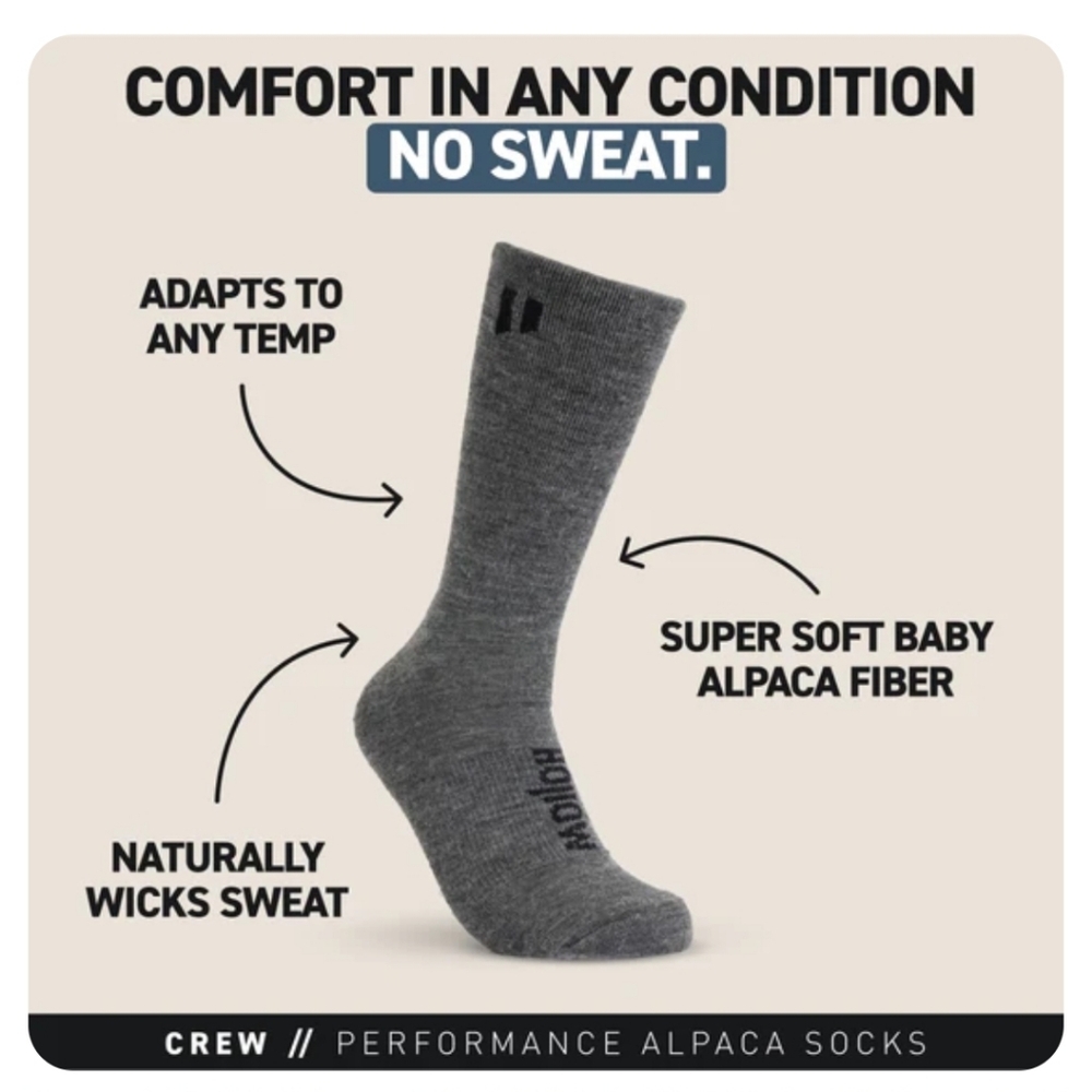 Performance Alpaca Crew Socks - Gray Athletic Crew by Unbranded